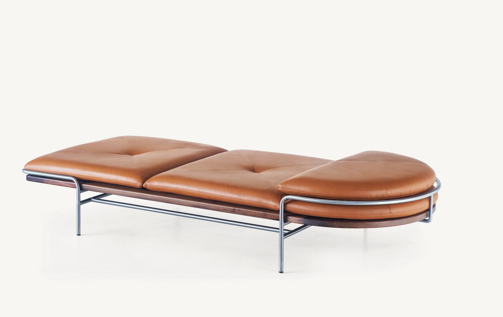 BassamFellows CB-457 Geometric Daybed in Walnut and Satin Nickel, 3:4 back, credit MARCO FAVALI